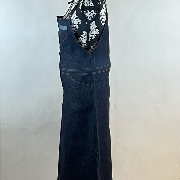 8848 Dark Blue Denim Button Down Overall Dress - Picture 8 of 14